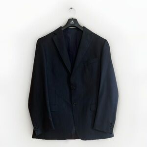 Z Zegna Wool & Silk Men's Black Pinstripe Blazer Sport Jacket sz 52L Like New!